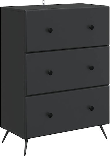 Bedroom Chest of Drawers Wood and Metal Black 66x34.5x90cm