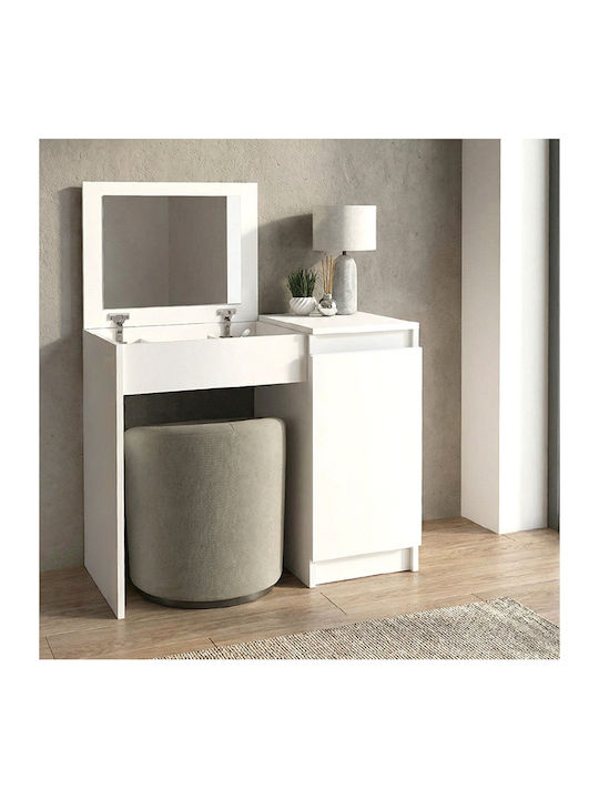 Bodenstehende Schminktisch Schlafzimmer Huma Holz Weiß mit Spiegel 90x45x118.2cm