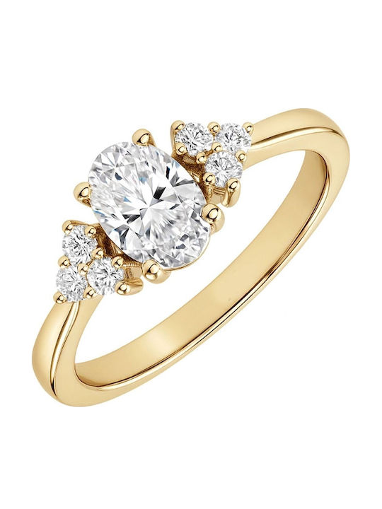 Xrisokosmima Single Stone Ring In 9K White Gold With Zircon