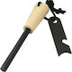 Robust Survival Fire Striker Wooden Handle Multifunctional Scraper Depox Wood 12 Cm