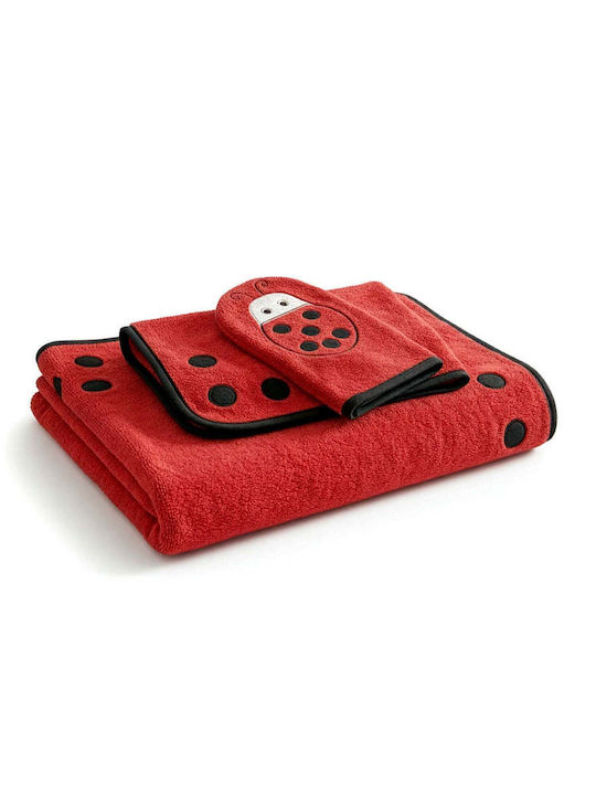 Designer's Cat Σετ Βρεφικές Πετσέτες 3τμχ Ladybug 30x50cm Βάρους 500gr/m²