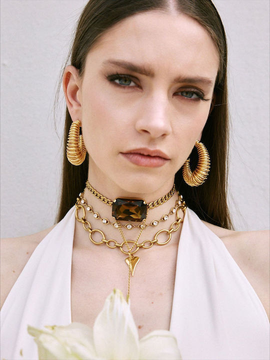 Kaleido Choker από Επιχρυσωμένο Ατσάλι με Ζιργκόν