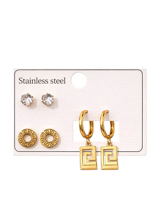 Single Steel Gold Plated Stud Earrings