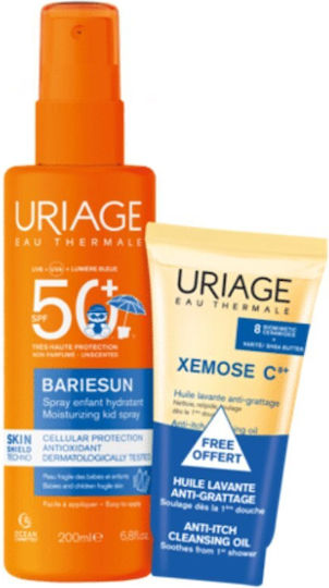 Uriage Promo Bariésun Spray Spf50+ Waterproof Kids Sunscreen 200ml + Xemose Cleansing Soothing Oil 50ml