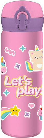 Must Team Play Stainless Steel Kids Water Bottle Unicorns Thermos with Straw Multicolour 500ml