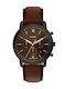 Fossil Neutra Мъжки Часовник 44mm Хронограф На Батерия С Кафява Кожена Каишка