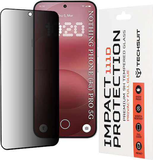 Techsuit Full Glue Privacy Full Face Tempered Glass (Nothing Phone (4a) Pro)