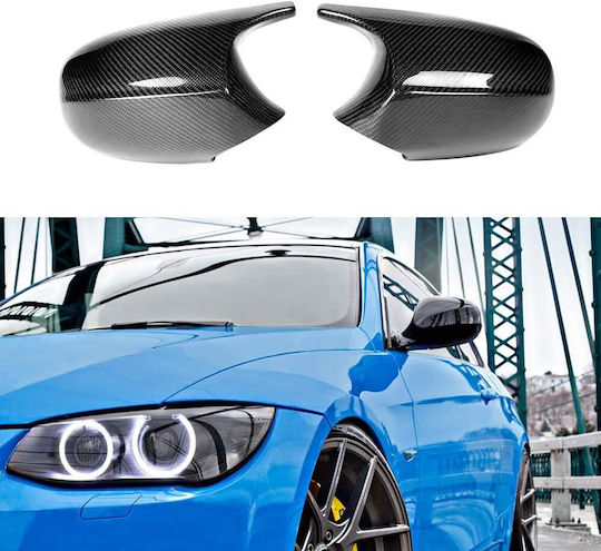 BMW Series 1 Mirror Caps E87 E81 E82 E88 10-15 Series 3 E90 E91 08-11 E92 E93 10-13 M3/M4 Look Facelift LCI Models Carbon Glossy 2 Pieces
