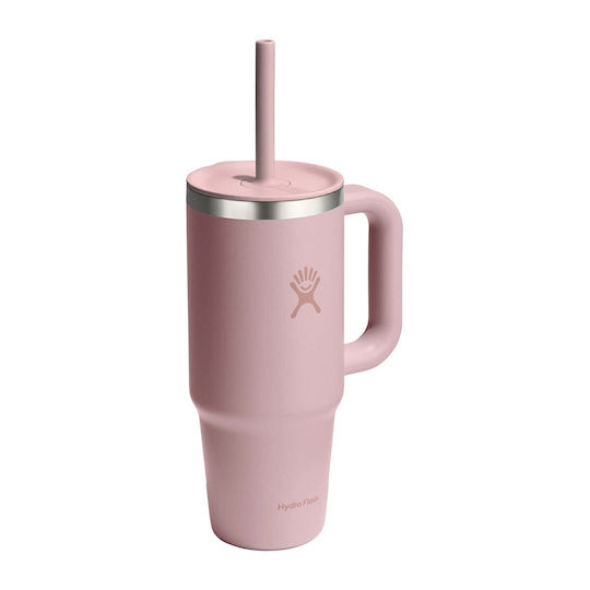 Hydro Flask Handled Tumbler Thermos 710ml Thermos All Around Travel Tumbler Trillium with Straw and Handle