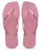 Square Logo Metallic Flip Flops In Pink Color