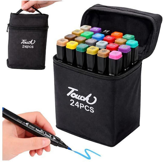 Zeichenstifte 1mm Feine, mit Doppelspitze, Professionell Set 24 Farben