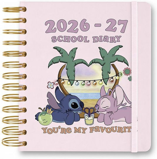 Academic Spiral Diary Soft Cover 2026-2027 Daily 11-Month 14x16cm Disney Lilo Stitch