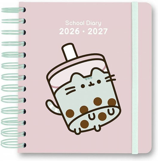 536429 Academic Spiral Diary Soft Cover 2026-2027 Daily 11-Month 14x16cm Pusheen
