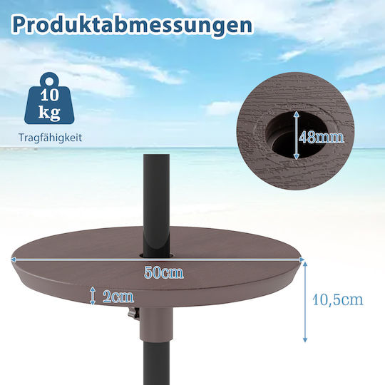 Costway Collapsible Wooden Brown Umbrella Stand 10.5x50x50cm