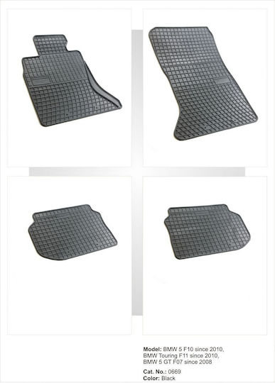 Refref Covoare Auto Cauciuc BMW Seria 5 F10 F11 2009-2013 Negre 4 Bucăți