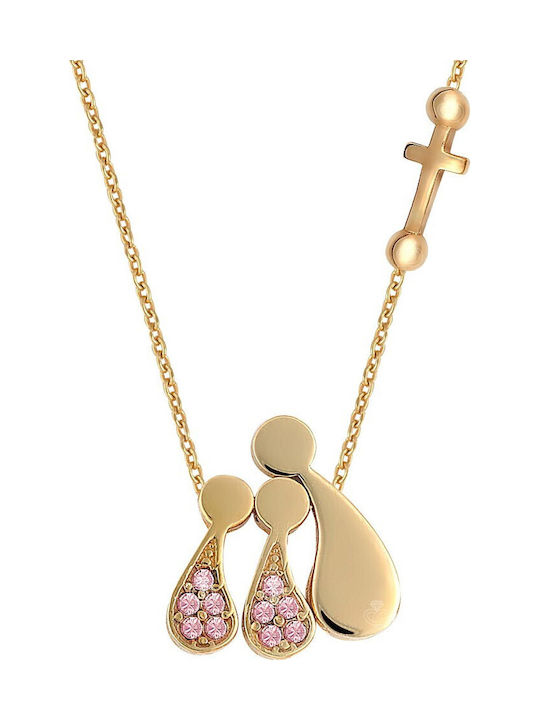 VTJ Necklace Family In Pink Gold Plated Silver Pink