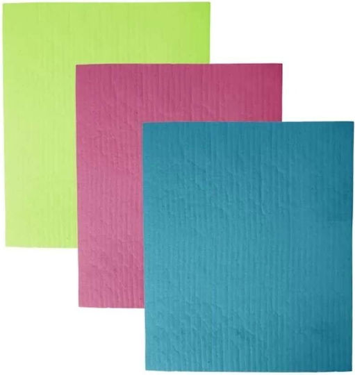 Wiederverwendbares Schwammtuch Set 3 Stück Grün Pink Blau