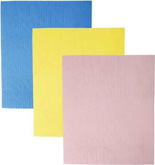 Wiederverwendbares Schwammtuch Set 3 Stück Rosa Gelbe Blau