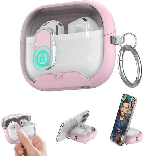 Μαγνητική Θήκη Ακουστικών Samsung Galaxy Buds3/3 Pro Xdcase Starlink Series Βάση Κλειδαριά Ασφαλείας Ροζ