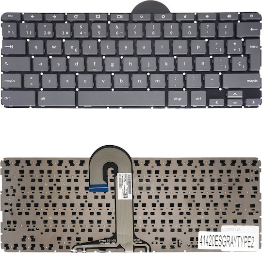 Испанска Клавиатура За Лаптоп Hp Chromebook X360 11-ae 11-ae010nr 11-ae020nr 921809-001 921809-251 921809-171 921809-dh1 Power Key Es Без Рамка Сива Код 41420esgraytype2