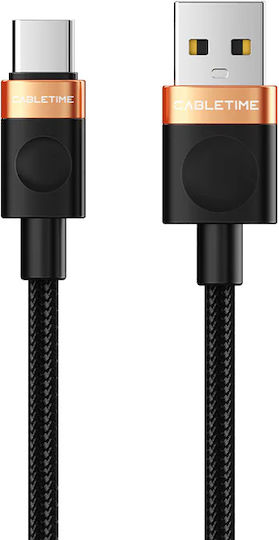Cabletime USB 2.0 Cable USB-C male - USB-A Μαύρο 1m