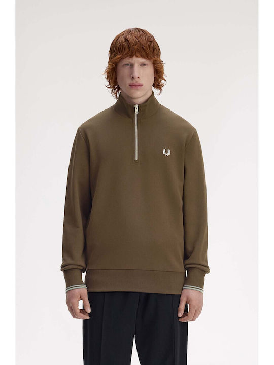 Fred Perry Αθλητική Μπλούζα Μακρυμάνικη Καφέ