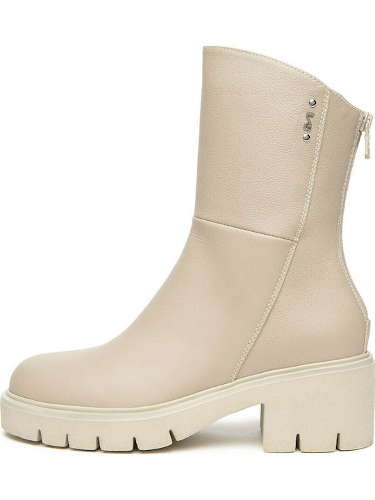 Ghete De Piele Dama Ankle Bej