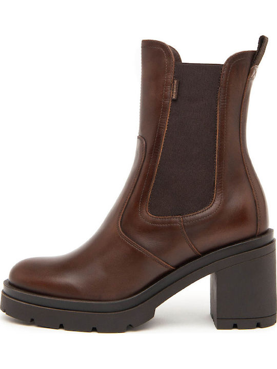 Leder Damen Chelsea-Stiefel Beige