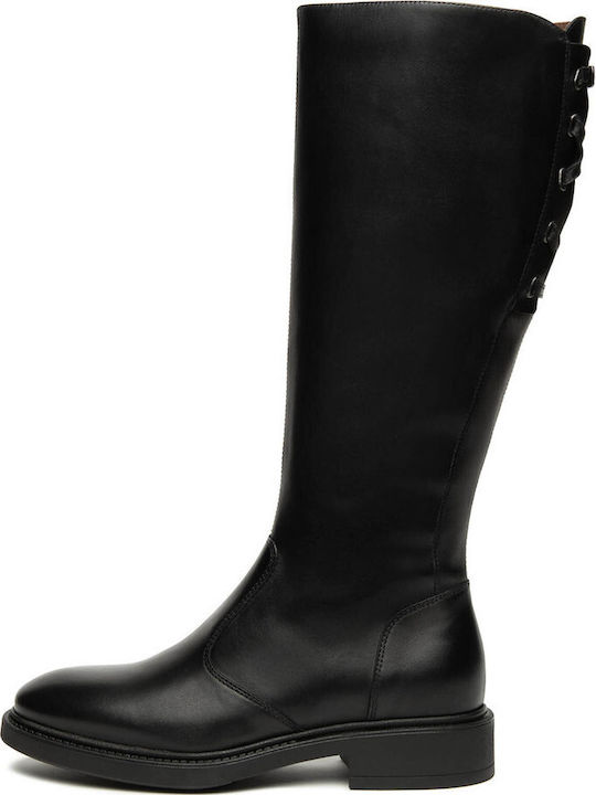 Cizme Dama din Piele cu Elastic Negre