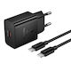 Hoco Φορτιστής GaN με Θύρα USB-C και Καλώδιο USB-C - USB-C 25W Power Delivery Μαύρος (N76 Star)