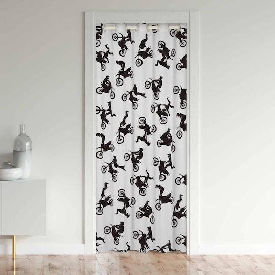 Motocross Thermal Microfiber Black Curtain with Grommets 86x203cm