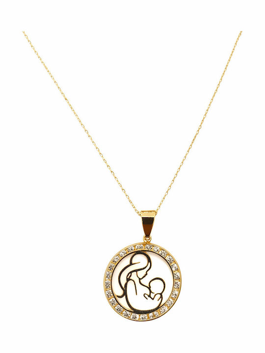 Ioannis Kosmima Necklace Mum From 9 K Gold With Zircon