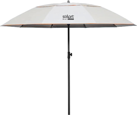 Solart Umbrelă Pliabilă Umbrele Plajă Diametru 2.05m cu Protecție UV și Rezistență la Vânt Albă / Portocalie