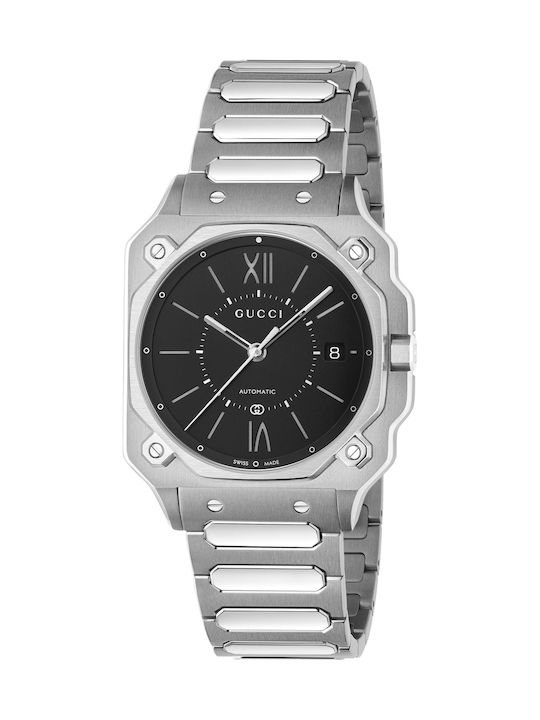Gucci Men's Automatic Watch with Silver Metal Bracelet