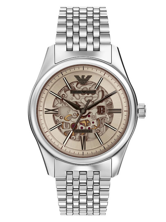 Emporio Armani Men's Watch 43mm Automatic with Silver Metal Bracelet