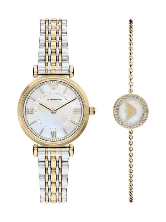 Emporio Armani Gianni T-bar Set Womens Watch 32mm Battery White