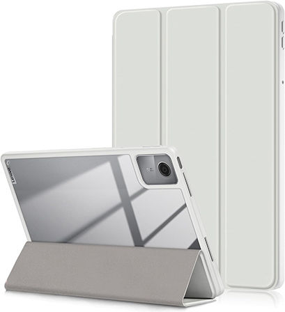 Flip Cover Case Acrylic Υποδοχή Pen Lenovo M11 2024 Grey Transparent