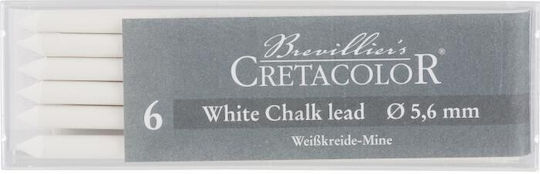 White Chalk Tips 5.6mm Medium 120mm Box 6 Pieces Cretacolor