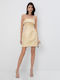 Summer Mini Dress for Wedding / Christening Strapless Yellow