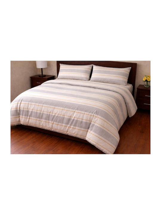 Set Bettbezüge Baumwolle 220x240cm Übergröße mit 2 Kissenbezügen Grau