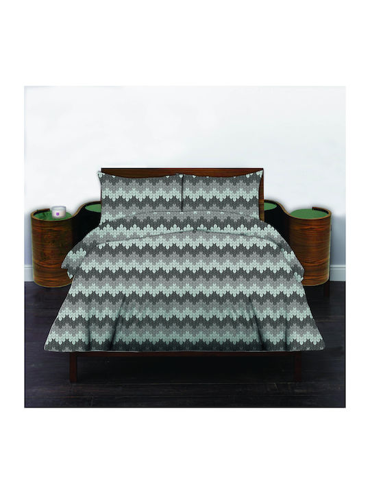 Set Bettbezüge Baumwolle 220x240cm Übergröße mit 2 Kissenbezügen Grüne