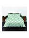 Cotton Duvet Cover Set 220x240cm King Size with 2 Pillowcases Green