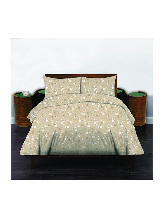 Set Bettbezüge Baumwolle 220x240cm Übergröße mit 2 Kissenbezügen Beige