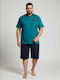 Rimoli Plus Size Sommer Herrenpyjama Petrol