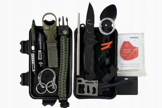 Survival Kit Box Multitool Flashlight Knife Firestarter Outdoor Essentials