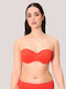Strapless Bikini Top C Cup με Ενίσχυση Vivid Coral