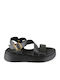 Leather Women's Flat Sandals Flatforms Black