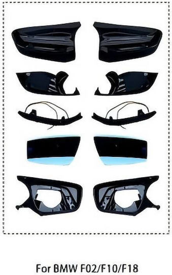 Καθρέφτες Αναβάθμισης Bmw 5 F10 F11 Lci Facelift 6 F06 F12 F13 7 F02 F03 F04 14-18 Facelift Look Γυαλιστερό Μαύρο Bmw Cαrνεr
