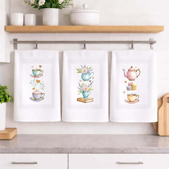Astron Italy Tea Towel In White Colour 53x53cm 3 Pieces