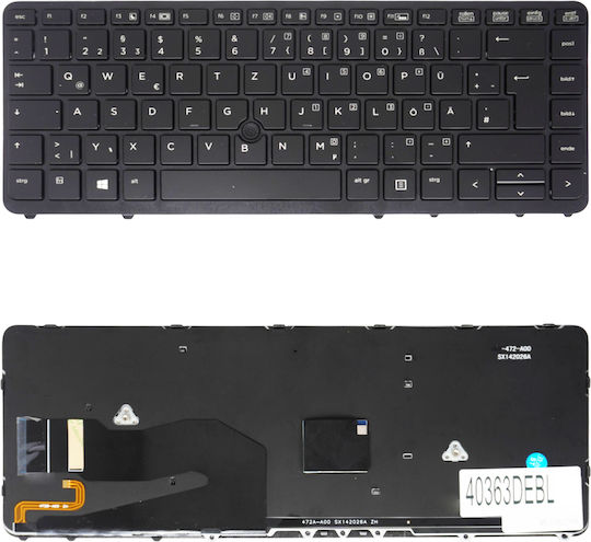 German Laptop Keyboard HP Elitebook 840 G1 840 G2 850 G1 850 G2 745 G1 745 G2 840g1 840g2 850g1 850g2 745g1 745g2 776475-051 762758-001 with Pointer Backlight Black Code 40363debl